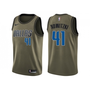 Men Nike Dallas Mavericks #41 Dirk Nowitzki Green Salute to Service NBA Swingman Jersey