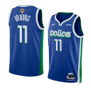 Men's Dallas Mavericks #11 Kyrie Irving Blue 2024 Finals City Edition Stitched Basketball Jersey