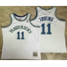 Men's Dallas Mavericks #11 Kyrie Irving White AU Throwback Jersey
