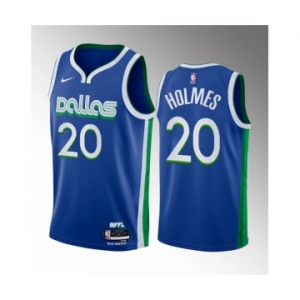 Men's Dallas Mavericks #20 Richaun Holmes Blue 2023 Draft City Edition Stitched Basketball Jersey