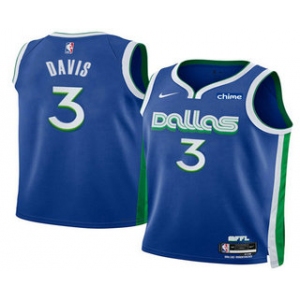 Men's Dallas Mavericks #3 Anthony Davis Blue 2025 City Edition Stitched Jersey