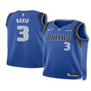 Men's Dallas Mavericks #3 Anthony Davis Blue 2025 Icon Edition Stitched Jersey