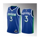 Men's Dallas Mavericks #3 Grant Williams Blue City Edition Stitched Basketball Jersey