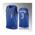 Men's Dallas Mavericks #3 Grant Williams Blue Icon Edition Stitched Basketball Jersey