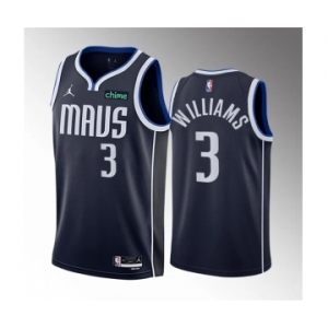 Men's Dallas Mavericks #3 Grant Williams Navy Statement Edition Stitched Basketball Jersey