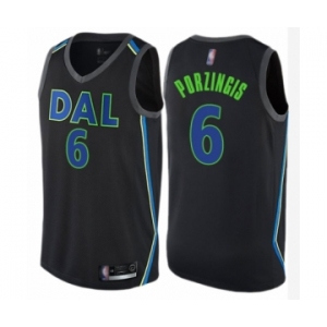 Men's Dallas Mavericks #6 Kristaps Porzingis Authentic Black Basketball Jersey - City Edition