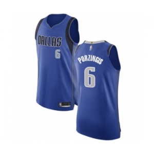 Men's Dallas Mavericks #6 Kristaps Porzingis Authentic Royal Blue Basketball Jersey - Icon Edition