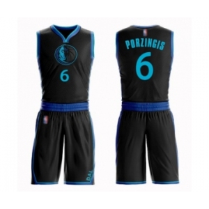 Men's Dallas Mavericks #6 Kristaps Porzingis Swingman Black Basketball Suit Jersey - City Edition