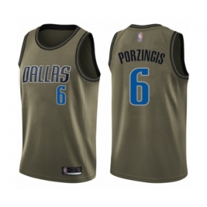 Men's Dallas Mavericks #6 Kristaps Porzingis Swingman Green Salute to Service Basketball Jersey