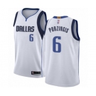 Men's Dallas Mavericks #6 Kristaps Porzingis Swingman White Basketball Jersey - Association Edition