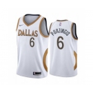 Men's Dallas Mavericks #6 Kristaps Porzingis White City Edition New Uniform 2020-21 Stitched Basketball Jersey