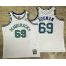 Men's Dallas Mavericks #69 Dennis Rodman White AU Throwback Jersey