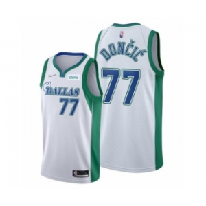 Men's Dallas Mavericks #77 Luka Doncic 75th Anniversary City Edition White Stitched Basketball Jersey