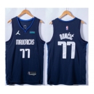 Men's Dallas Mavericks #77 Luka Doncic 75th Anniversary Navy Stitched Basketball Jersey