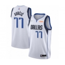 Men's Dallas Mavericks #77 Luka Doncic 75th Anniversary White Stitched Basketball Jersey