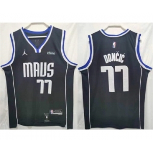 Men's Dallas Mavericks #77 Luka Doncic Black Stitched Jersey