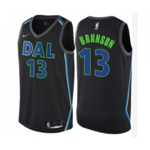 Men's Nike Dallas Mavericks #13 Jalen Brunson Swingman Black NBA Jersey - City Edition