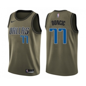 Men's Nike Dallas Mavericks #77 Luka Doncic Swingman Green Salute to Service NBA Jersey