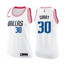 Women's Nike Dallas Mavericks #30 Seth Curry Swingman White Pink Fashion NBA Jersey