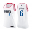 Women's Nike Dallas Mavericks #6 DeAndre Jordan Swingman White Pink Fashion NBA Jersey
