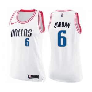 Women's Nike Dallas Mavericks #6 DeAndre Jordan Swingman White Pink Fashion NBA Jersey