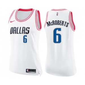 Women's Nike Dallas Mavericks #6 Josh McRoberts Swingman White Pink Fashion NBA Jersey