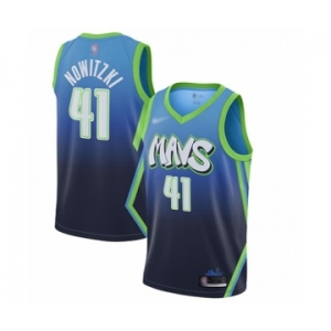 Youth Dallas Mavericks #41 Dirk Nowitzki Swingman Blue Basketball Jersey - 2019-20 City Edition