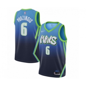 Youth Dallas Mavericks #6 Kristaps Porzingis Swingman Blue Basketball Jersey - 2019-20 City Edition