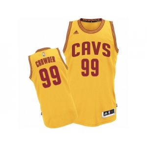 Men Adidas Cleveland Cavaliers #99 Jae Crowder Authentic Gold Alternate NBA Jersey