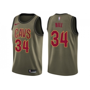 Men Nike Cleveland Cavaliers #34 Tyrone Hill Green Salute to Service NBA Swingman Jersey