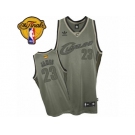 Men's Adidas Cleveland Cavaliers #23 LeBron James Swingman Grey Field Issue Swingman 2017 The Finals Patch NBA Jersey