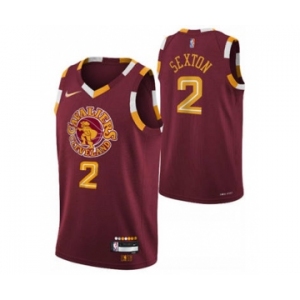 Men's Cleveland Cavaliers #2 Collin Sexton Red 2021-2022 75th Anniversary City Edition Stitched Basketball Jersey