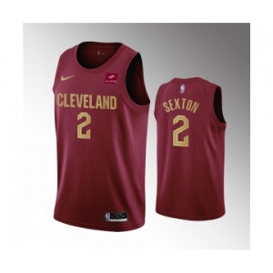Men's Cleveland Cavaliers #2 Collin Sexton Wine Icon Edition Stitched Basketball Jersey