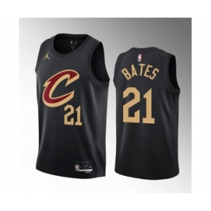 Men's Cleveland Cavaliers #21 Emoni Bates Black 2023 Draft Statement Edition Stitched Jersey