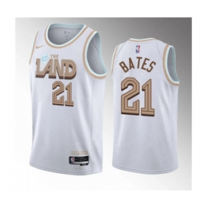 Men's Cleveland Cavaliers #21 Emoni Bates White 2023 Draft City Edition Stitched Jersey