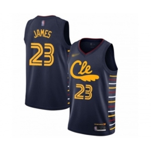 Men's Cleveland Cavaliers #23 LeBron James Authentic Navy Basketball Jersey - 2019-20 City Edition