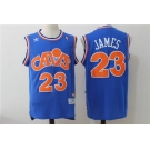 Men's Cleveland Cavaliers 23 Lebron James Blue Hardwood Classics Swingman Jersey