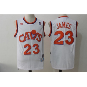 Men's Cleveland Cavaliers 23 Lebron James White Hardwood Classics Swingman Jersey