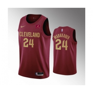 Men's Cleveland Cavaliers #24 Lauri Markkanen Wine Icon Edition Stitched Basketball Jersey