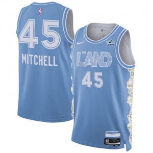 Men's Cleveland Cavaliers #45 Donovan Mitchell Light Blue 2024-25 City Edition Stitched Jersey