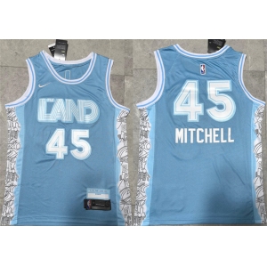 Men's Cleveland Cavaliers #45 Donovan Mitchell Light Blue 2024 City Edition Stitched Jersey