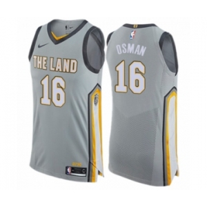Men's Nike Cleveland Cavaliers #16 Cedi Osman Authentic Gray NBA Jersey - City Edition