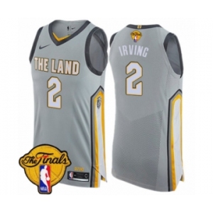 Men's Nike Cleveland Cavaliers #2 Kyrie Irving Authentic Gray 2018 NBA Finals Bound NBA Jersey - City Edition