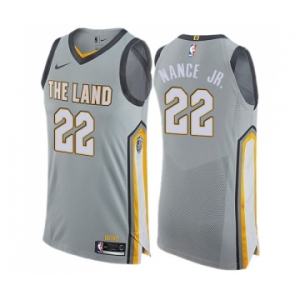 Men's Nike Cleveland Cavaliers #22 Larry Nance Jr. Authentic Gray NBA Jersey - City Edition