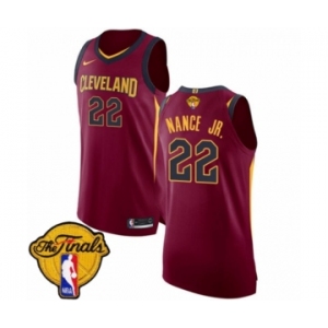 Men's Nike Cleveland Cavaliers #22 Larry Nance Jr. Authentic Maroon 2018 NBA Finals Bound NBA Jersey - Icon Edition