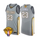 Men's Nike Cleveland Cavaliers #23 LeBron James Authentic Gray 2018 NBA Finals Bound NBA Jersey - City Edition