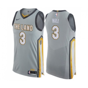 Men's Nike Cleveland Cavaliers #3 George Hill Authentic Gray NBA Jersey - City Edition