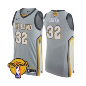 Men's Nike Cleveland Cavaliers #32 Jeff Green Authentic Gray 2018 NBA Finals Bound NBA Jersey - City Edition