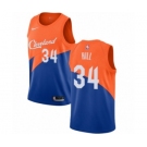 Men's Nike Cleveland Cavaliers #34 Tyrone Hill Authentic Blue NBA Jersey - City Edition