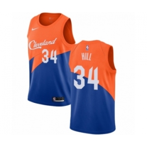Men's Nike Cleveland Cavaliers #34 Tyrone Hill Authentic Blue NBA Jersey - City Edition